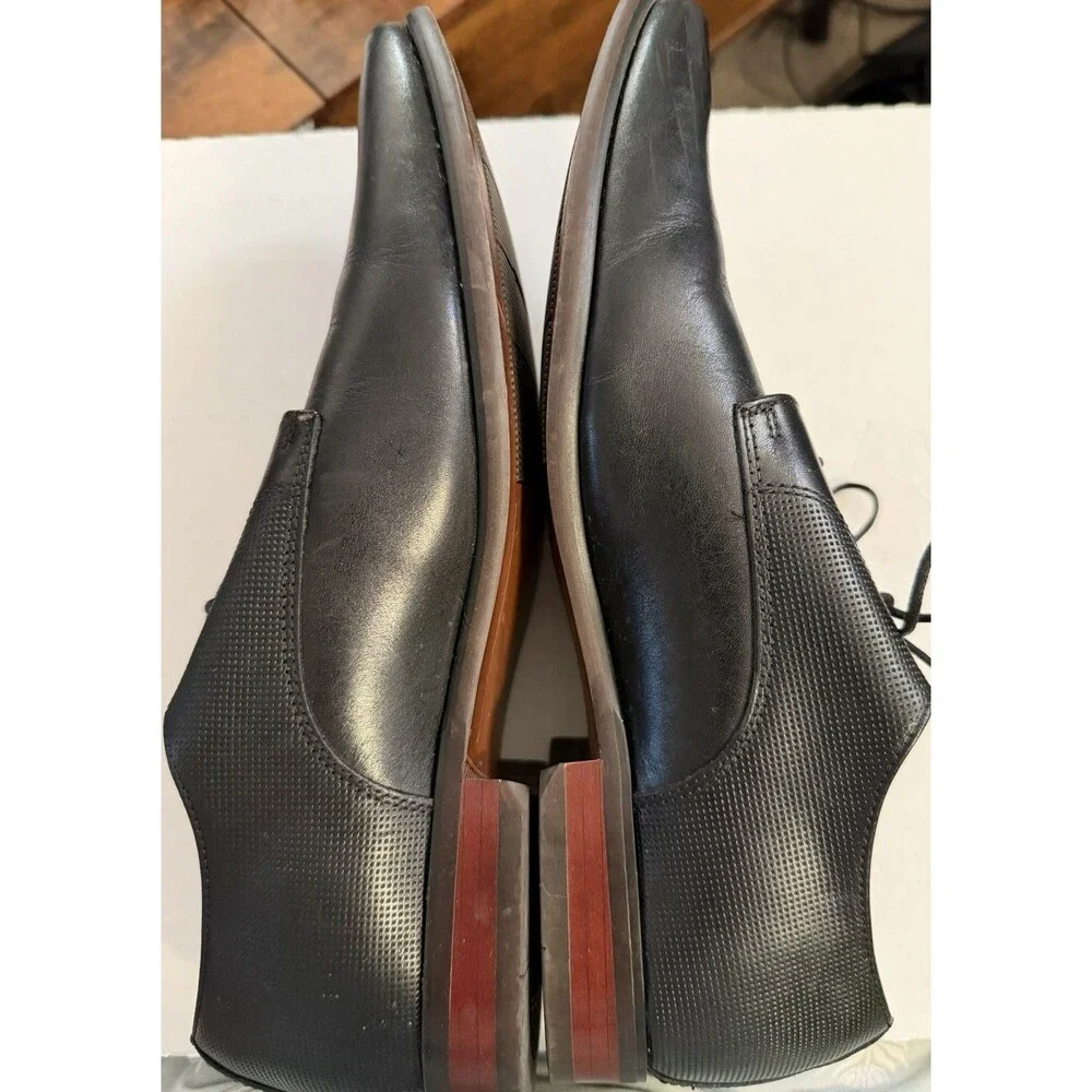 Florahiem Men’s Black Leather Oxfords Dress Shoes Size 8.5 D